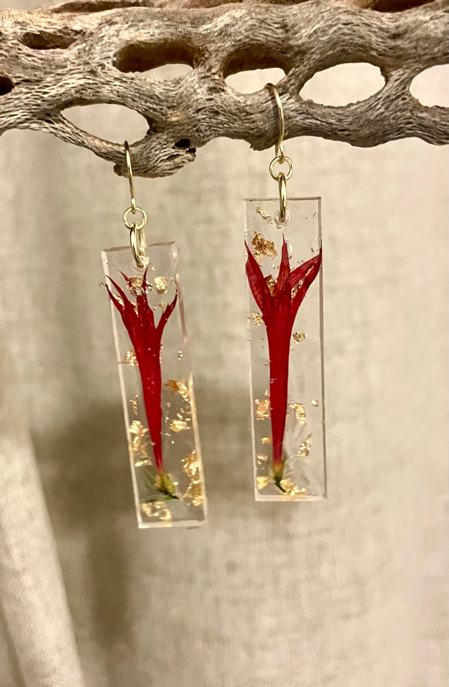 Maleficent Pressed Flower Resin Earrings