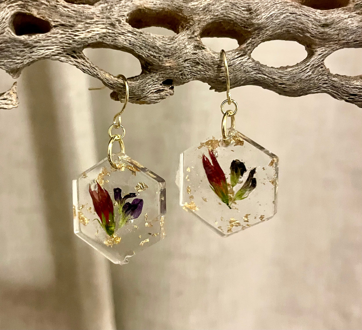 Heroine Pressed Flower Resin Earrings