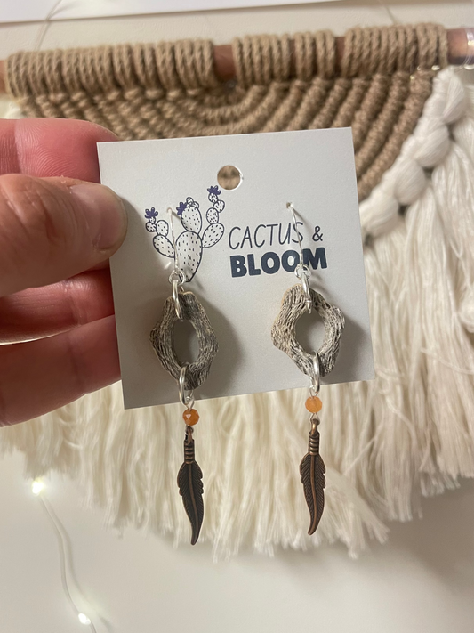 Instinct Cactus Wood & Red Aventurine Earrings