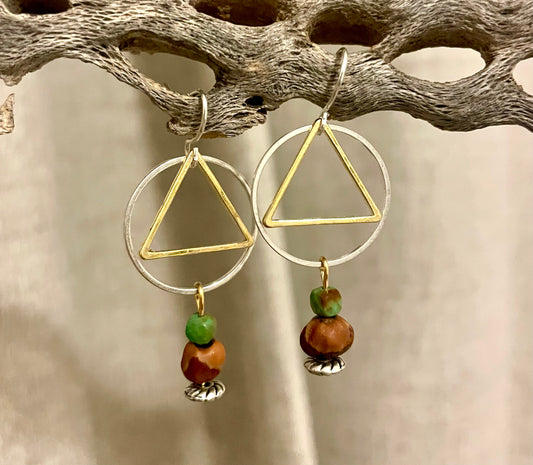 Wander Turquoise and Juniper Seed Dangle Earrings - Made to Order